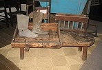The Fairfields' cobbler's bench with handmade boots found in the House.
